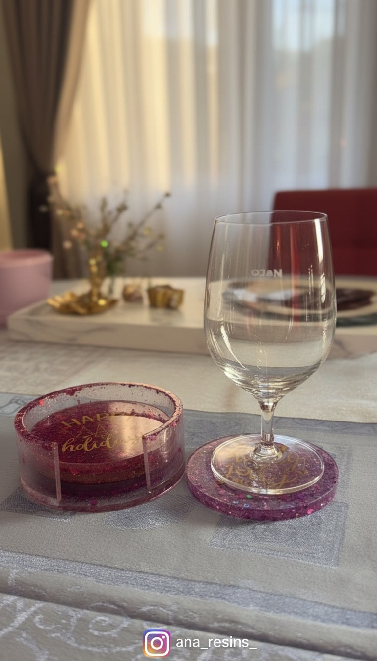 Set av 4 glasunderlägg