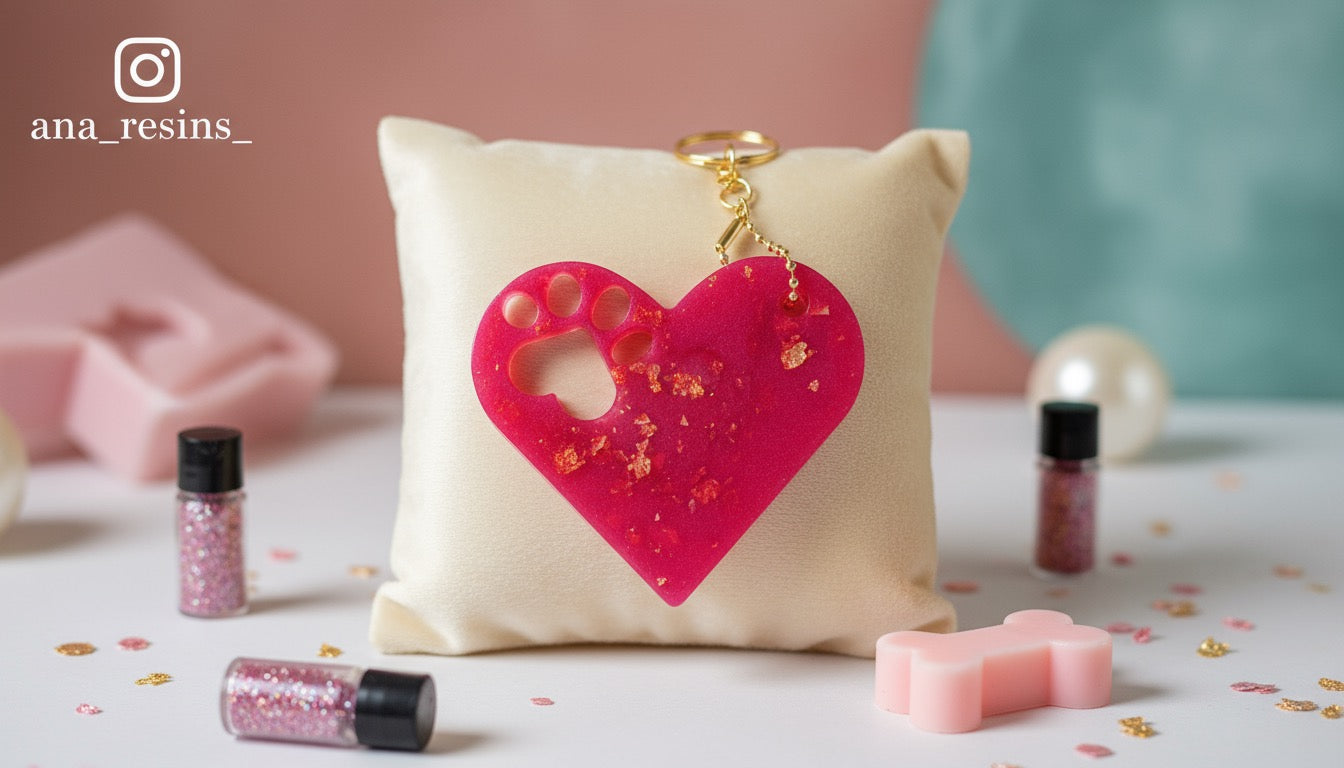 Nyckelring hjärta med hundtass