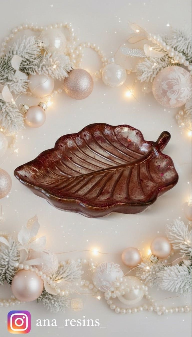 Smyckesunderlägg / fat - löv