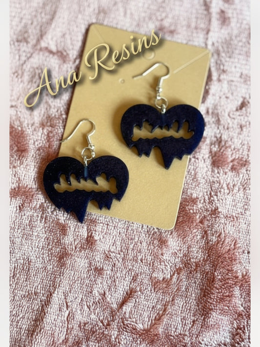 Halloween örhängen Smält svart hjärta