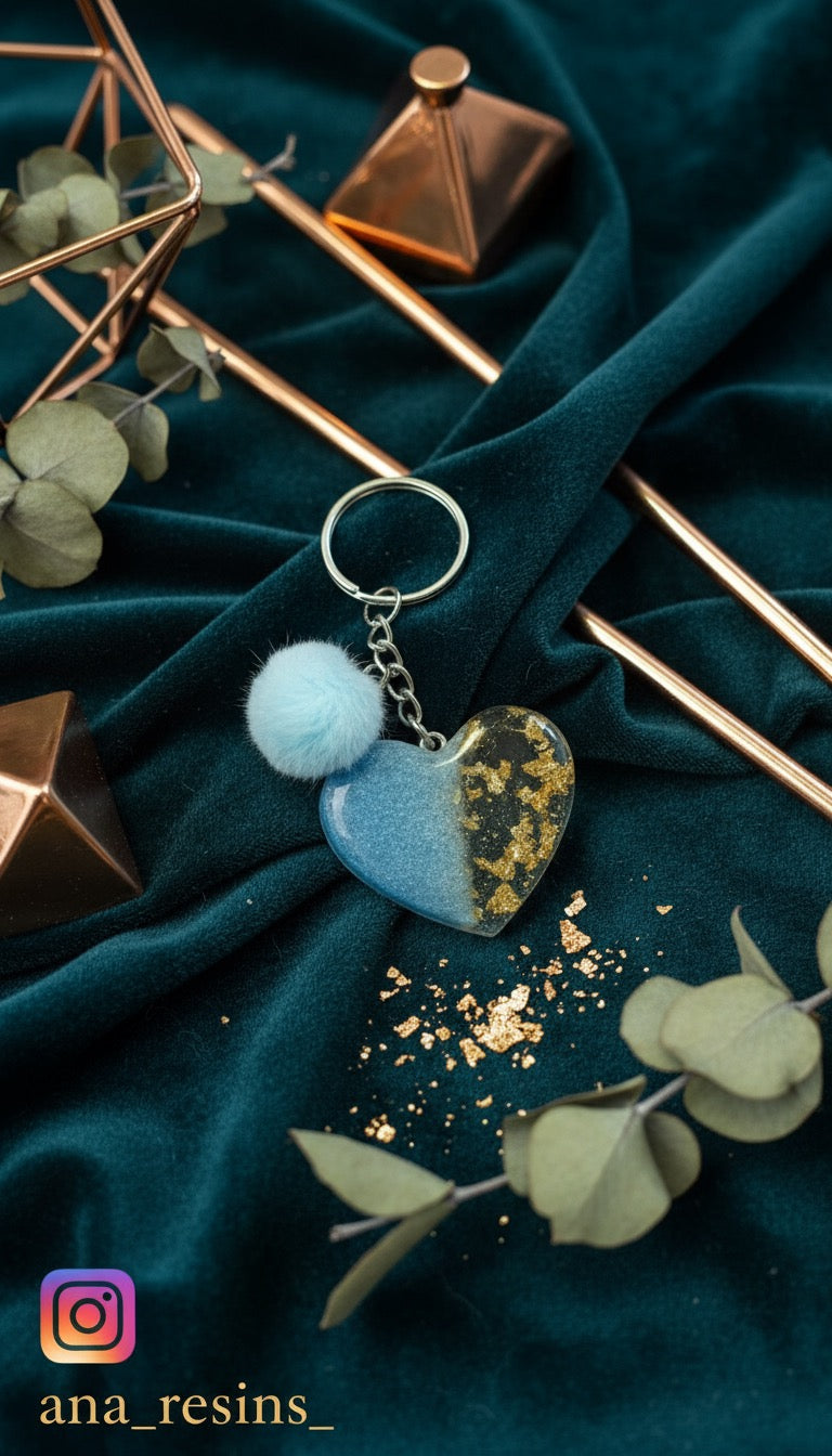 Nyckelring hjärta blå