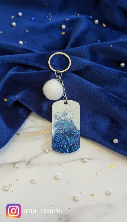 Nyckelring blå och vit