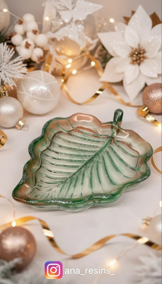 Smyckenunderlägg / fat - löv