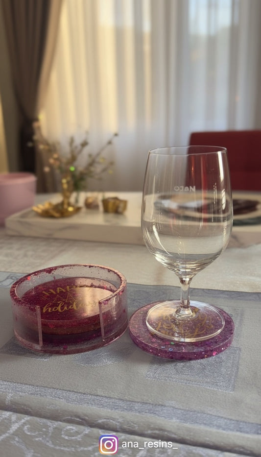 Set av 4 glasunderlägg